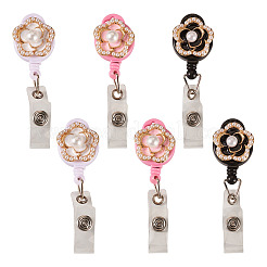 6Pcs 3 Styles Flower Alloy Enamel Badge Reels&nbsp;HJEW-TAC0157