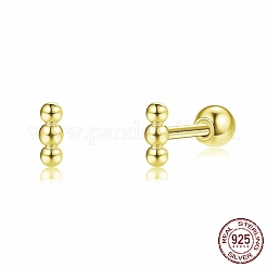 925スターリングシルバースタッドピアス  3ボール  ゴールドカラー&nbsp;EJEW-BB72109-G-B6