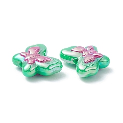 UVメッキアクリルビーズ  虹色の  蝶  ミックスカラー  18.5x21.5x8mm  穴：2.8mm&nbsp;PACR-R249-06
