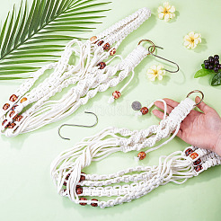 2Pcs Handmade Macrame Polyester with Wood Bead Plant Hanger&nbsp;AJEW-HS0001-47A