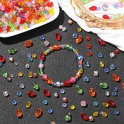 490 個の透明ガラスビーズセット  多面カット  混合図形  ミックスカラー  5~12x5~12mm  穴：0.4~1.5mm&nbsp;EGLA-YW0005-44