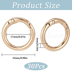 合金スプリングゲートリング30個  Oリング  ライトゴールド  6ゲージ  25x4mm  内径：17mm&nbsp;FIND-SC0009-08