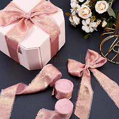 5mポリエステルリボン  フリンジ未加工エッジ  結婚式の招待状  花束  ギフト包装  ピンク  1-5/8インチ（40mm）  約5.47ヤード（5m）/ロール&nbsp;OCOR-WH0078-280B