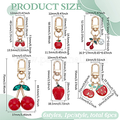 6Pcs 6 Styles Alloy Enamel Fruit Pendant Decoration&nbsp;HJEW-PH0001-86