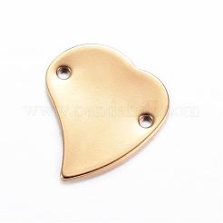 201 ステンレススチールリンクコネクター  ハート  ゴールドカラー  23x20x1.2mm  穴：2mm&nbsp;STAS-F030-08