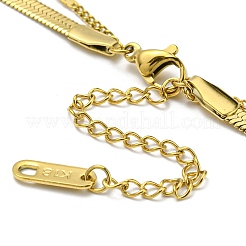 304 Stainless Steel Herringbone & Curb Chains Double Layered Necklaces&nbsp;NJEW-K257-01G