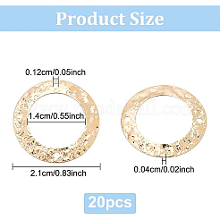 真鍮製リンクコネクター  長持ちメッキ  ニッケルフリー  リング  18KGP本金メッキ  21x0.4mm  穴：1.2mm  20個/箱&nbsp;KK-BC0006-39G-NF
