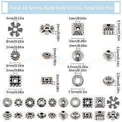 200Pcs 10 Styles Tibetan Style Alloy Spacer Beads&nbsp;TIBEB-SC0001-27