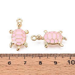 合金エナメルチャーム  タートルチャーム  ゴールドカラー  パールピンク  24x13x4mm  穴：1.8mm&nbsp;PALLOY-T092-26G-03