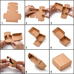クラフト紙ギフトボックス  配送ボックス  折りたたみボックス  正方形  バリーウッド  5.5x5.5x2.5cm&nbsp;X-CON-K003-02C-01