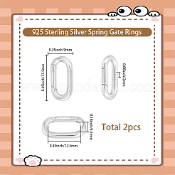 2Pcs 925 Sterling Silver Spring Gate Rings&nbsp;STER-SC0001-63