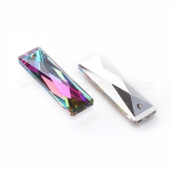 ガラスチャーム  多面カット  長方形  ミックスカラー  25x7x5mm  穴：1.4mm&nbsp;RGLA-G077-I01-M2