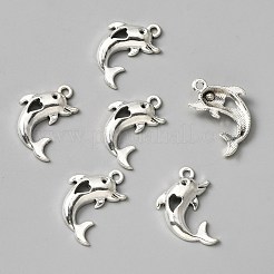 合金のチベット風チャーム  イルカとハートのチャーム  アンティークシルバー  25x17.5x4mm  穴：1.9mm&nbsp;FIND-CJC0007-54