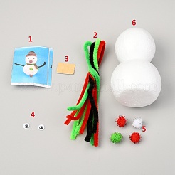 Diyクリスマス雪だるま工芸品  写真を含む  シェニールスティック  紙スティック  クラフトアイ  ポンポムボール  フォームモデル  レッド  111x66mm&nbsp;DIY-I045-02