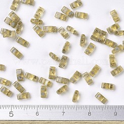 MIYUKIハーフティラビーズ  日本製シードビーズ  2の穴  (htl4501) 透明なライトトパーズ ピカソ  5x2.3x1.9mm  穴：0.8mm  約250PCS /ボトル  10 G /ボトル&nbsp;SEED-JP0008-HTL4501