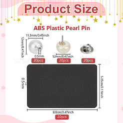20Pcs ABS Plastic Pearl Pin&nbsp;JEWB-BC0001-16A