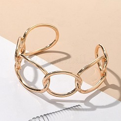 電気泳動女性用鉄カフバングル  オーバル  ゴールドカラー  1インチ（2.4cm）&nbsp;BJEW-M057-06G
