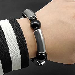 304 Stainless Steel & Resin Bead Stretch Bracelets for Women Men&nbsp;UF8116-1