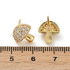 Mushroom Brass Micro Pave Clear Cubic Zirconia Stud Earrings&nbsp;EJEW-F895-17G