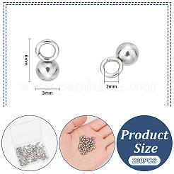 201ステンレススチールチャーム200個  ボールチャーム  ステンレス鋼色  6x3mm  穴：1.6mm&nbsp;STAS-UN0061-18