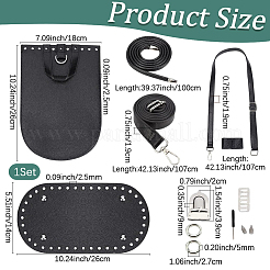 DIYバッグセット  puレザーバッグ素材を含む  バッグシート  ストラップ  留め具と金具  プラチナ  ブラック  260x180x2~5mm  穴：6mm&nbsp;DIY-WH20081-108A