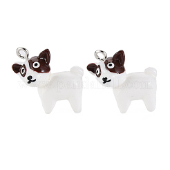 不透明樹脂ペンダント  プラチナメッキ鉄ループ付き  犬  ココナッツブラウン  21x21.5~22x11mm  穴：2mm&nbsp;RESI-N021-21B-01