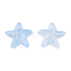 透明なスプレー塗装ガラスビーズ  ヒトデ  ライトスカイブルー  14x15x6.5mm  穴：1mm&nbsp;GLAA-N035-027-C02