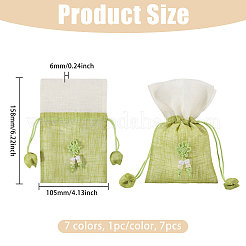7Pcs 7 Colors 3D Floral Embroidery Cloth Drawstring Bags&nbsp;ABAG-PH0001-93
