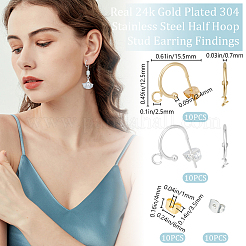 20Pcs 2 Color 304 Stainless Steel Ring Stud Earrings Findings&nbsp;STAS-BBC0004-69