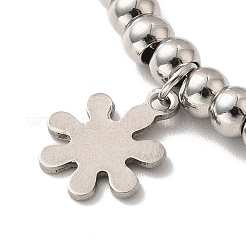 Tarnish Resistant 304 Stainless Steel Snowflake Charm Bracelet with 201 Stainless Steel Round Beads for Women&nbsp;BJEW-B057-19P