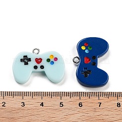 不透明樹脂ペンダント  プラチナトーンの鉄製ループ付きゲームコントローラーチャーム  ミックスカラー  20x28x5mm  穴：2mm&nbsp;RESI-G101-05