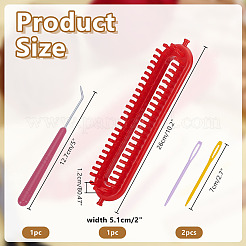 楕円形のプラスチック製ロング編み機  スカーフ編み物 手作りツールキット  レッド  26x5.1x1.2cm&nbsp;DIY-WH0591-593