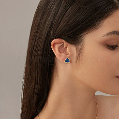 10 Pairs 5 Colors Sparkling Triangle  Alloy Resin Stud Earrings&nbsp;EJEW-HY0001-27