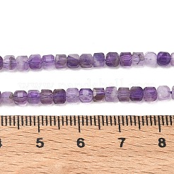 天然石アメジストビーズ連売り  ファセットテーブルカットキューブビーズ  3x3~3.5x3~3.5mm  穴：0.7mm  約121個/連  15.24''（38.7センチメートル）&nbsp;G-Z160-B01-3x3mm-01