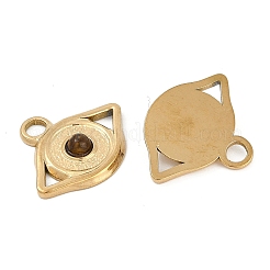 天然タイガーアイペンダント  イオンプレーティング（IP）304ステンレス鋼製金具  18KGP本金メッキ  15.5x18x3mm  穴：2.7mm&nbsp;STAS-I325-137G