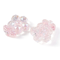 透明エポキシ樹脂フラワーデコデンカボション  グリッターパウダー付き  ピンク  25x19.5x6.5mm&nbsp;CRES-M034-06A