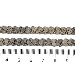 電気メッキされた天然溶岩岩ビーズ連売り  ハート  ライトゴールドメッキ  6x6.5x3mm  穴：1mm  約82個/連  16.14''（41センチメートル）&nbsp;G-Q1009-G01-02D