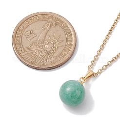 Round Gemstone Pendant Necklaces&nbsp;NJEW-JN04718-02