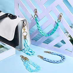アクリル＆プラスチックチェーンバッグハンドル4色4個  黄金のトーン合金クラスプ付き  ファッショナブルな交換用クラッチハンドル  ハンドバッグ用  財布DIYクラフト  空色  310~360mm  1pc /カラー&nbsp;AJEW-BM0001-11A