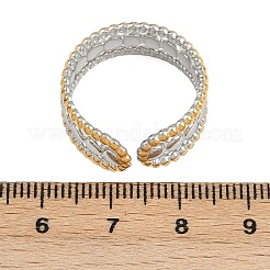 女性用304ステンレススチールオープンカフリング  イオンプレーティング（ip）  ゴールデン·ステンレス鋼色  8mm  内径: 調節可能&nbsp;RJEW-K301-04GP