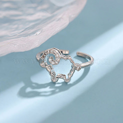 Brass Micro Pave Clear Cubic Zirconia Cuff Open Rings&nbsp;WG50B06-01