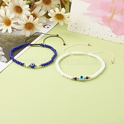 Adjustable Nylon Thread Braided Bead Bracelets Set&nbsp;BJEW-JB06440