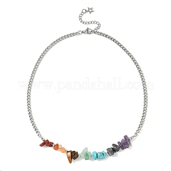 Chakra Mixed Gemstone Chip Beaded Necklaces&nbsp;NJEW-JN05694