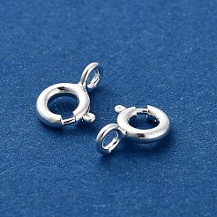 真鍮のスプリングリングの留め金  925銀メッキ  7.5x5x1.5mm  穴：1.2mm&nbsp;X-KK-G479-01B-S