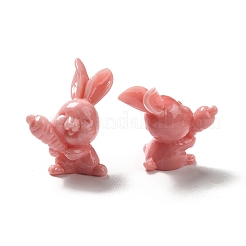不透明樹脂ホームディスプレイ装飾  3d ウサギとニンジン  ライトコーラル  11.5x15.5x20.5mm&nbsp;RESI-G060-02