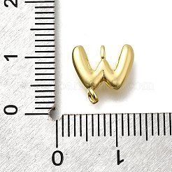真鍮製コネクタチャーム  鉛フリー＆カドミウムフリー  長持ちメッキ  ラックめっき  18KGP本金メッキ  文字W  10x10.5x2.5mm  穴：1mm&nbsp;KK-P295-01G-W