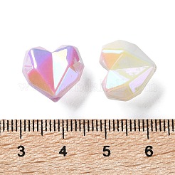 不透明UVメッキアクリルビーズ  虹色の  ハート  多面カット  ミックスカラー  13.5x14.5x8.5mm  穴：1.8mm&nbsp;PACR-D288-13