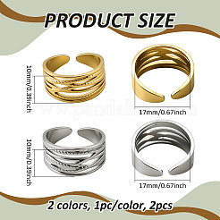 2色 304ステンレススチール製 調節可能な女性用カフリング  10mm  内径：17mm  1pc /カラー&nbsp;RJEW-HY0001-31D
