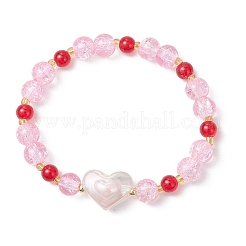 Spray Painted Crackle Glass Beads Stretch Bracelets for Women&nbsp;BJEW-MZ00201-03