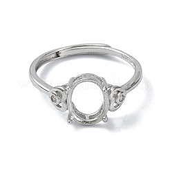 Adjustable 925 Sterling Silver 4 Prongs Ring Settings&nbsp;STER-K179-32P